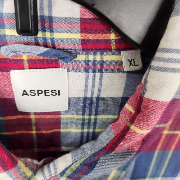 Aspesi Mens Long Sleeve Plaid Pattern Cotton Button Down Shirt XL - Picture 4 of 6